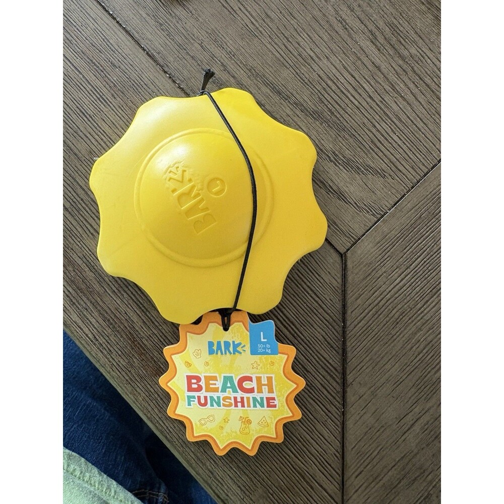 BARK Beach Funshine Large Dog Toy Yellow Sun Disc 50+ lb New With Tags